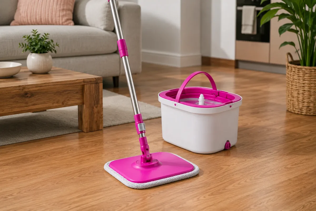 Çift Kovalı Otomatik Mop Temizlik Seti | Temiz & Kirli Su Ayrımlı Kendini Sıkan Mikrofiber Paspas 360° Döner Başlık