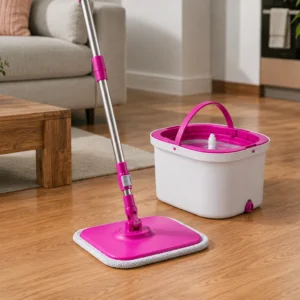 Çift Kovalı Otomatik Mop Temizlik Seti | Temiz & Kirli Su Ayrımlı Kendini Sıkan Mikrofiber Paspas 360° Döner Başlık