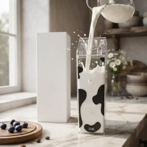 Transparent Milk Carton Design Acrylic Water Bottle | Kitchen & Office Elegance