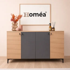 Homea 4 Kapaklı Konsol - Meşe-Antrasit - 140x38x80 cm