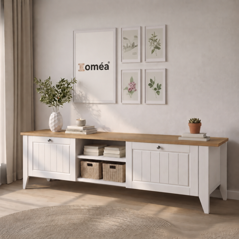 Homea Mebran Tv Ünitesi – Meşe-Beyaz -160x34x47 cm
