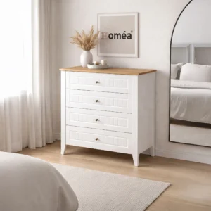 Homea Mona 4 Çekmeceli Şifonyer - Safir Meşe / Beyaz 90x44x95 cm