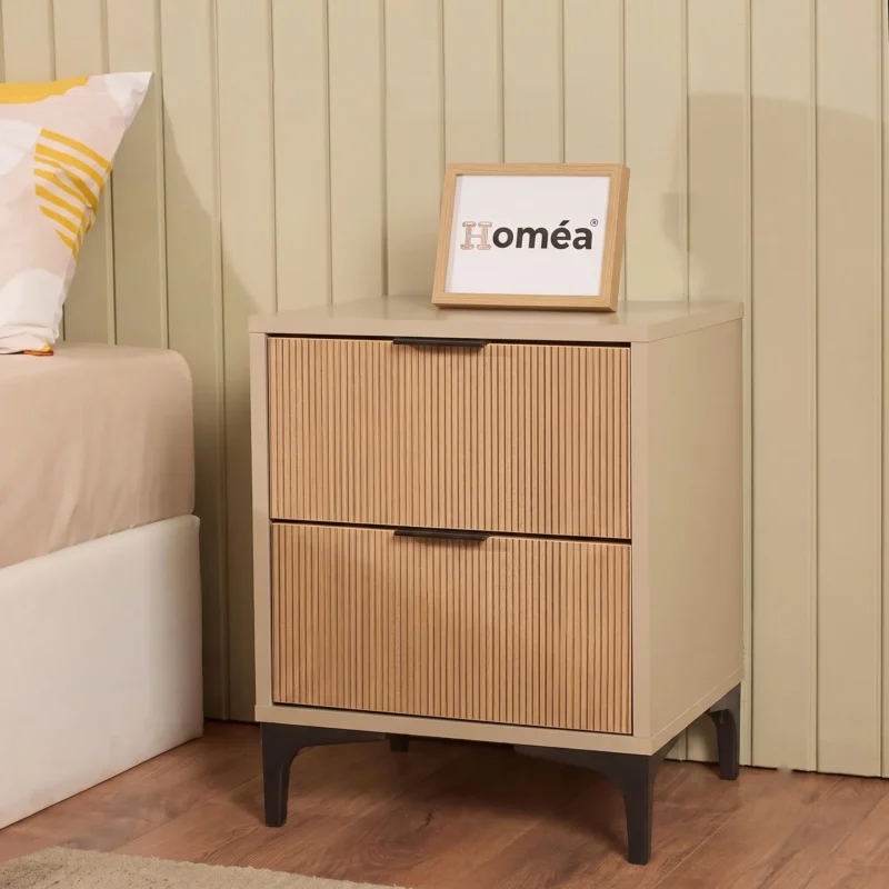 Homea Prestige 2 Çekmeceli Komodin – Meşe-Vizon – 45x40x57 cm